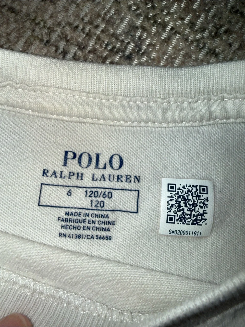 Ralph Lauren White Kids Polo Bear‎ Short Sleeve Tee with Blue & Beige Accents